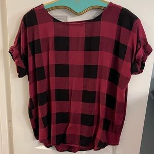 Rock & Republic Maroon Buffalo Pattern Blouse